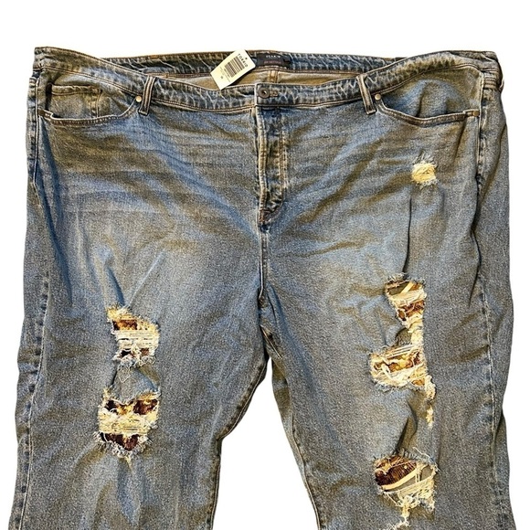 NWT TORRID 30R High Rise Straight Jeans With Gold Sequins Ripped Cuttoff Style - Picture 2 of 11